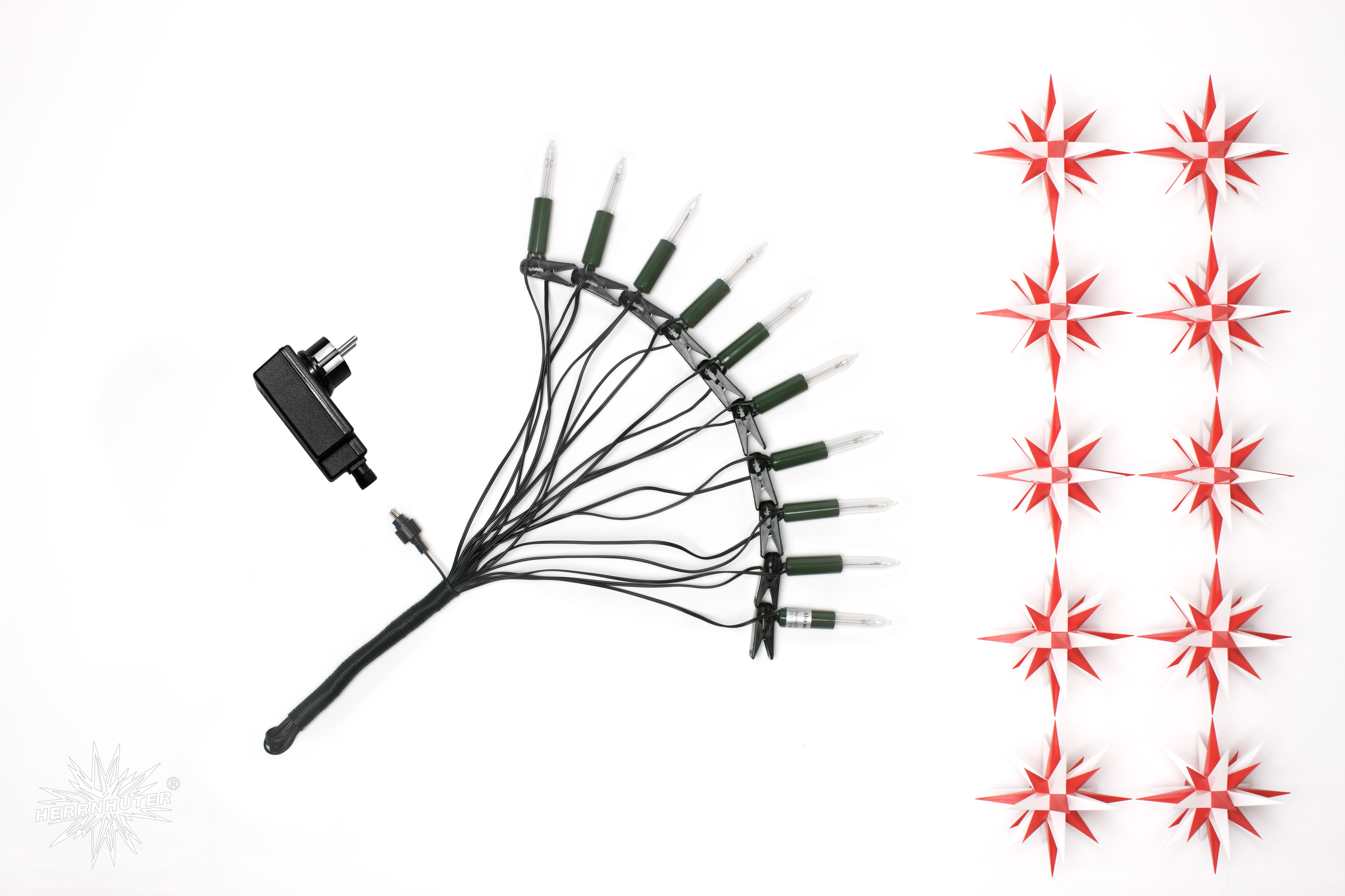Herrnhuter Stern Lichterkette LED rot-weiß