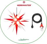 Herrnhuter Stern 68 cm rot-weiß inkl Kabel